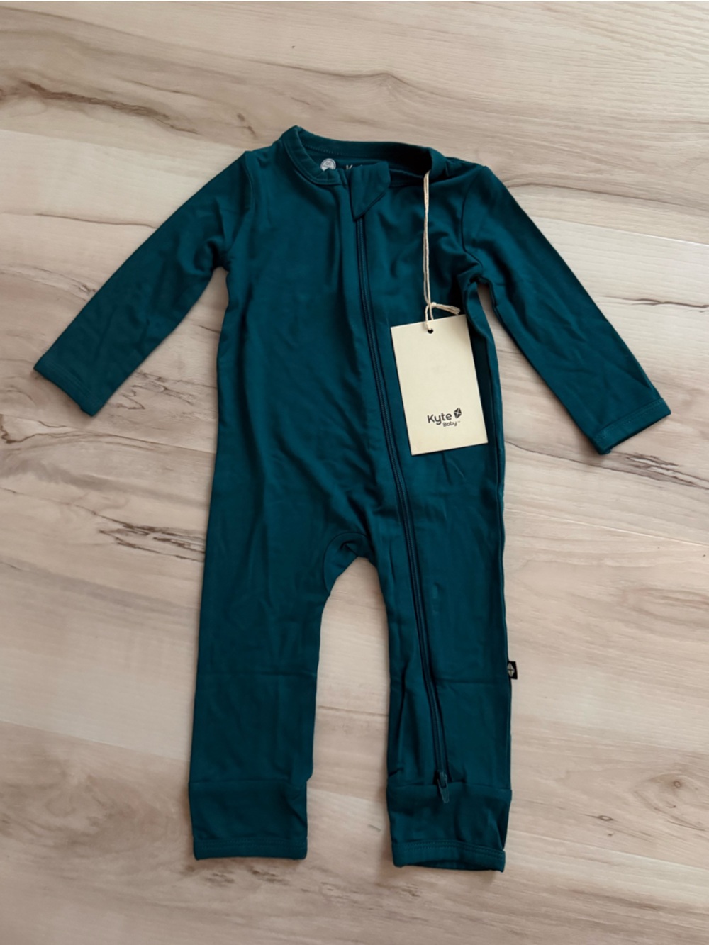 Kyte BABY Deep Teal Zip Front Footed Romper